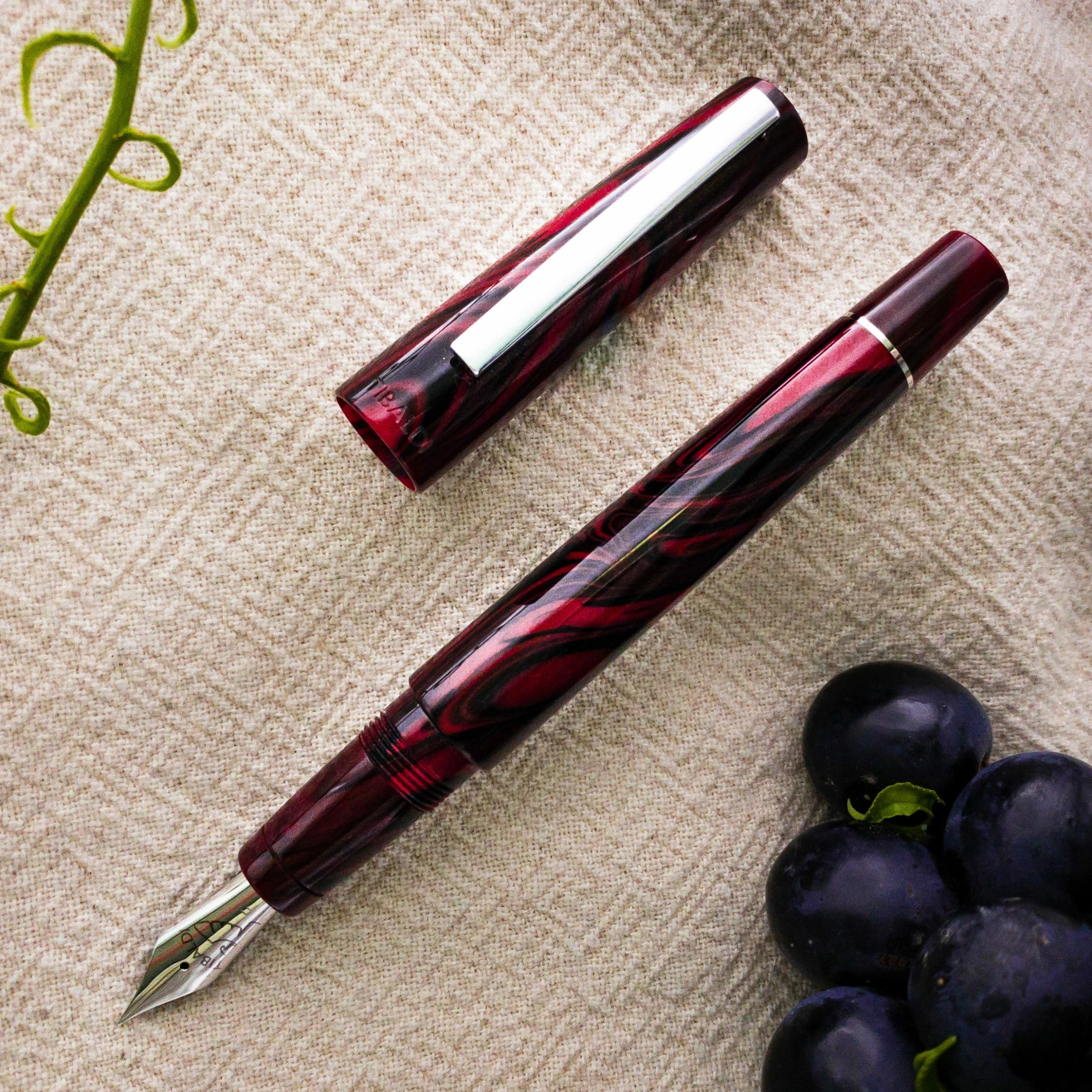 Tibaldi Infrangibile Special Edition Mauve Red Fountain Pen, Full Resin, Fine Point 1 Tibaldi Infrangibile Special Edition Mauve Red Fountain Pen, Full Resin, Fine Point