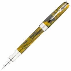 Pineider La Grande Bellezza Gemstone Fountain Pen, Tigers Yellow, Broad Nib