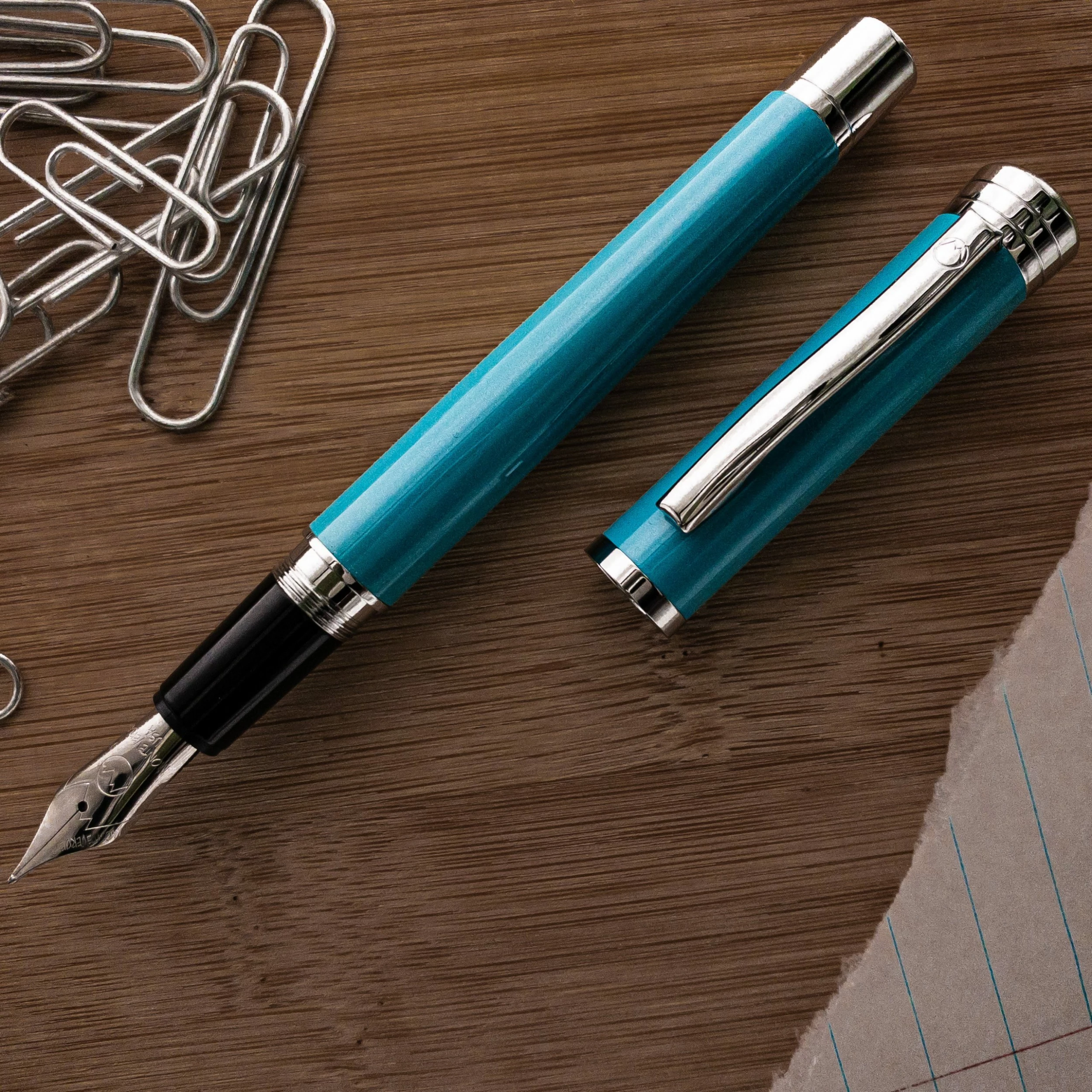 Monteverde Strata Fountain Pen, Turquoise & Chrome 1 Monteverde Strata Fountain Pen, Turquoise & Chrome