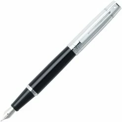 Sheaffer 300 Glossy Black Lacquer, Chrome Cap, Fountain Pen, Fine