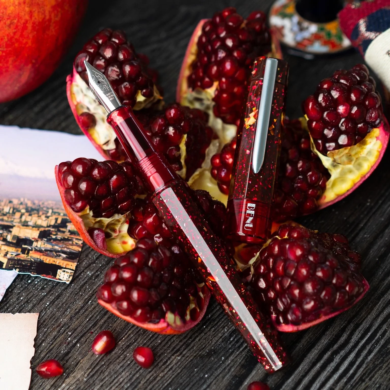 Benu Euphoria Armenian Limited Edition Fountain Pen, Pomegranate Wine 1 Benu Euphoria Armenian Limited Edition Fountain Pen, Pomegranate Wine