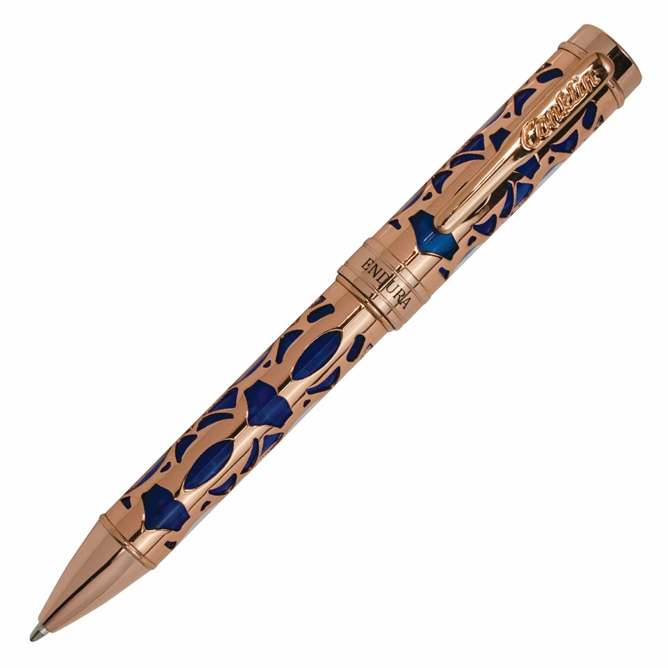 Conklin Endura Deco Crest Ballpoint Pen, Blue & Rose Gold 1 Conklin Endura Deco Crest Ballpoint Pen, Blue & Rose Gold