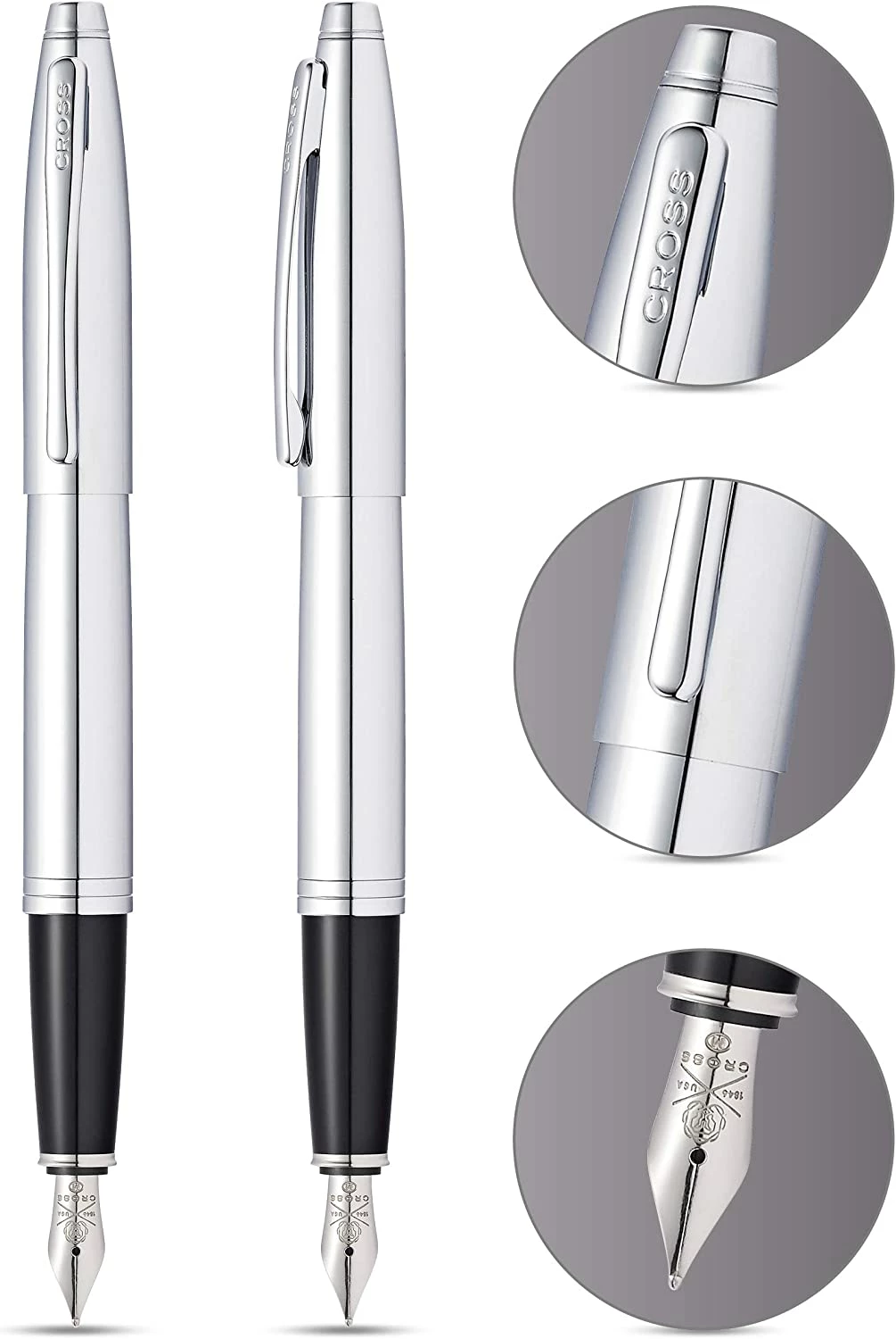 Cross® Cross Calais Fountain Pen, Polished Chrome, Medium 2 Cross® Cross Calais Fountain Pen, Polished Chrome, Medium - Image 2