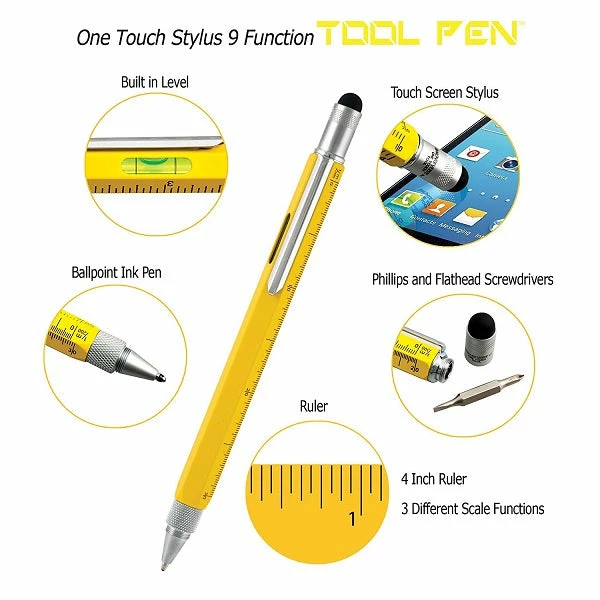 Monteverde 9 In 1 One Touch Tool Ballpoint Pen & Stylus, Yellow 2 Monteverde 9 In 1 One Touch Tool Ballpoint Pen & Stylus, Yellow - Image 2