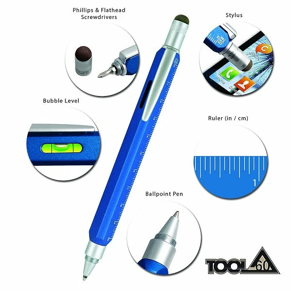 Monteverde Tool 60 Ballpoint Pen & Stylus, Ocean Blue 2 Monteverde Tool 60 Ballpoint Pen & Stylus, Ocean Blue - Image 2