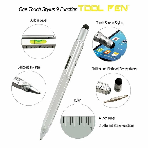Monteverde 9 In 1 One Touch Tool Ballpoint Pen & Stylus, Silver 2 Monteverde 9 In 1 One Touch Tool Ballpoint Pen & Stylus, Silver - Image 2