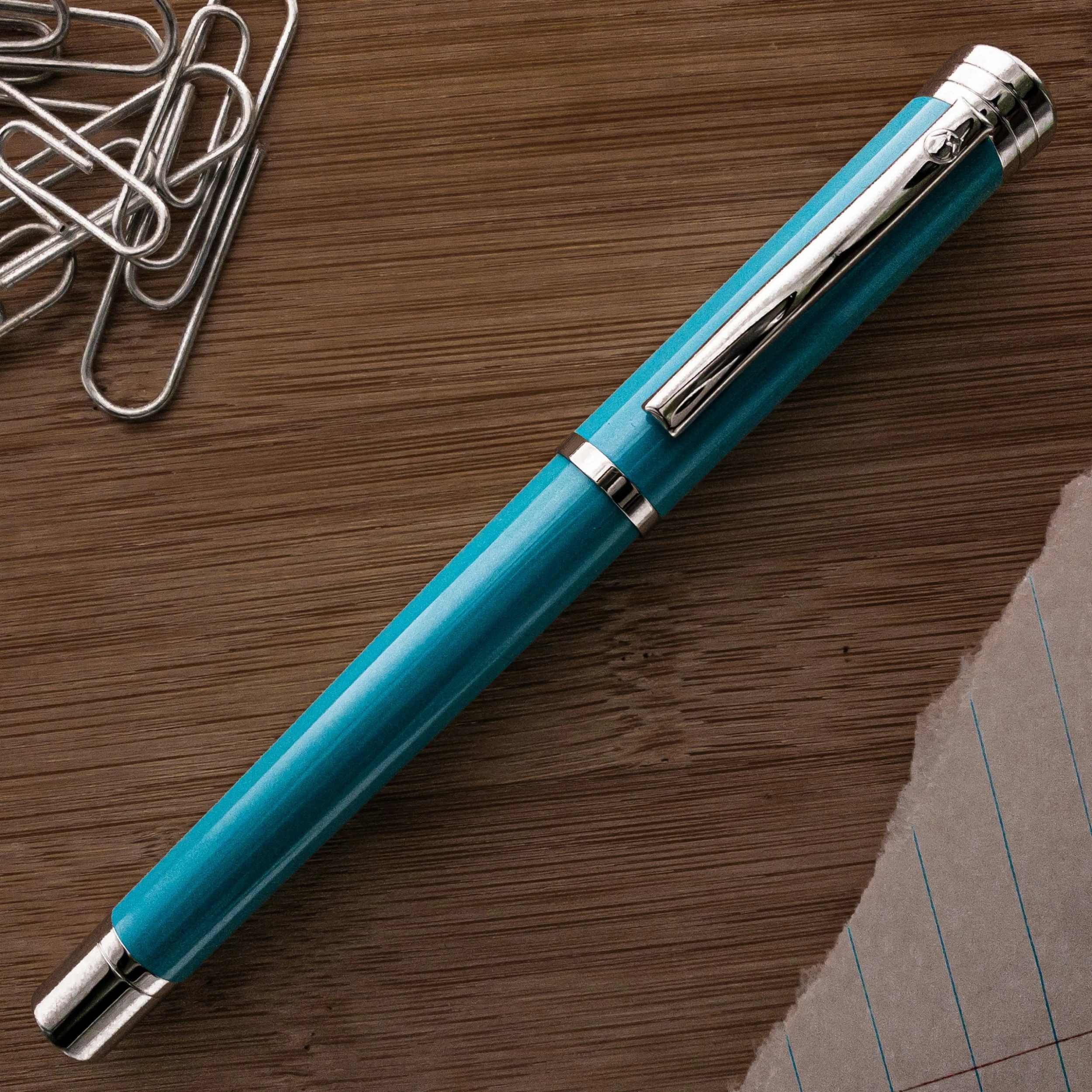 Monteverde Strata Fountain Pen, Turquoise & Chrome 2 Monteverde Strata Fountain Pen, Turquoise & Chrome - Image 2