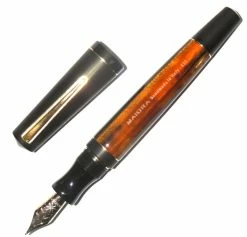 Maiora Impronte, Black & Orange, Oversized Fountain Pen, Stub Nib