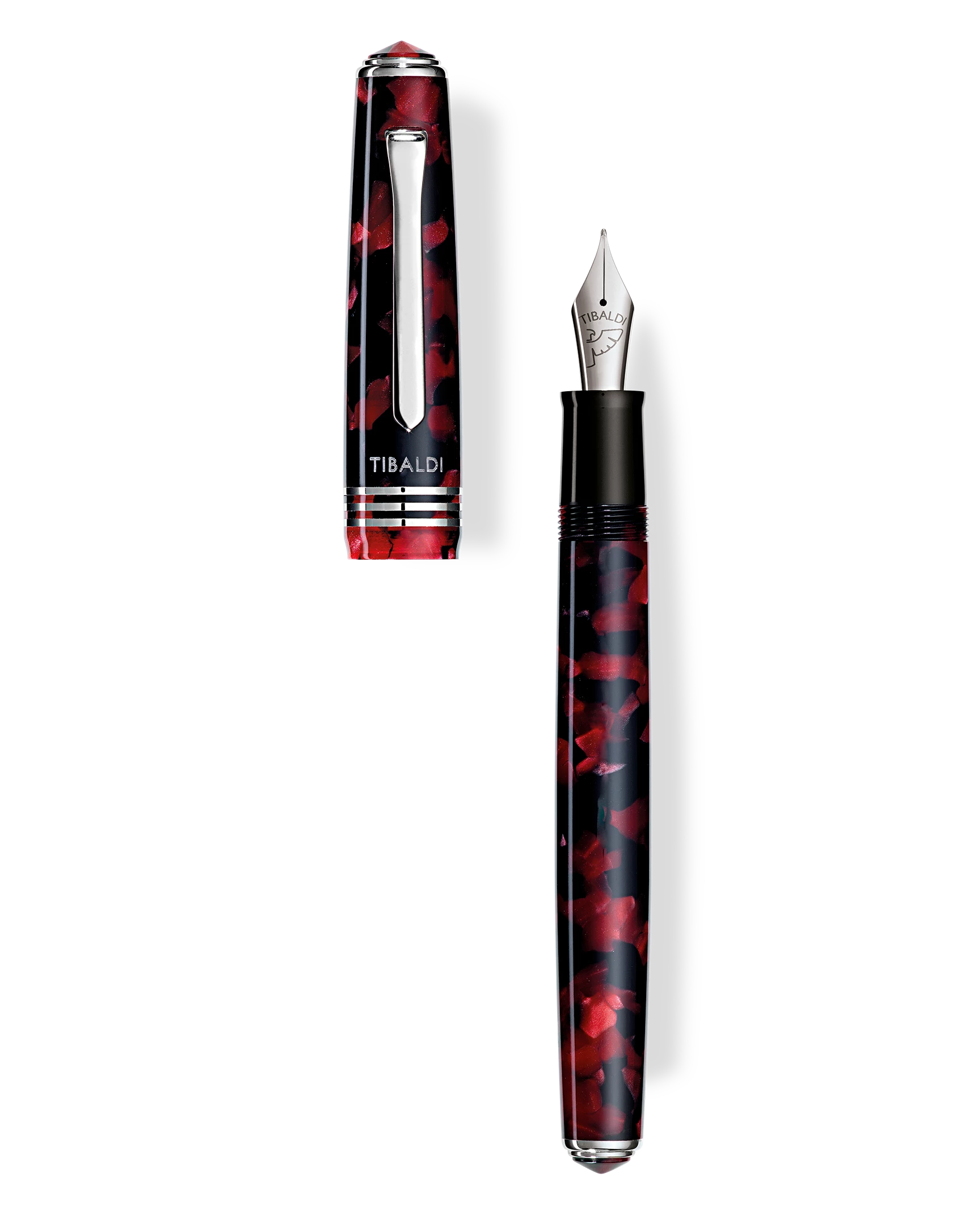 Tibaldi N60 Ruby Red Resin Fountain Pen, Palladium Trim, Broad Nib 1 Tibaldi N60 Ruby Red Resin Fountain Pen, Palladium Trim, Broad Nib