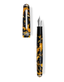 Tibaldi N60 Amber Yellow Resin Fountain Pen, Palladium Trim, Medium Nib