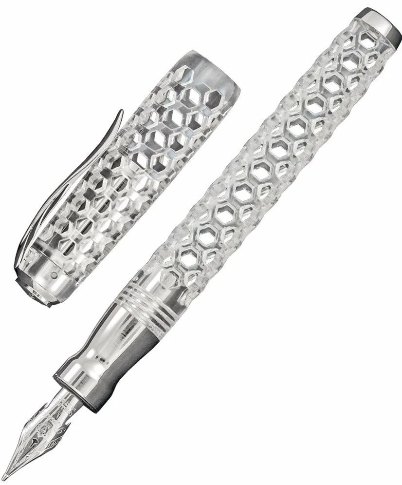 Pineider Limited Edition Honeycomb Fountain Pen, Sugar White 1 Pineider Limited Edition Honeycomb Fountain Pen, Sugar White