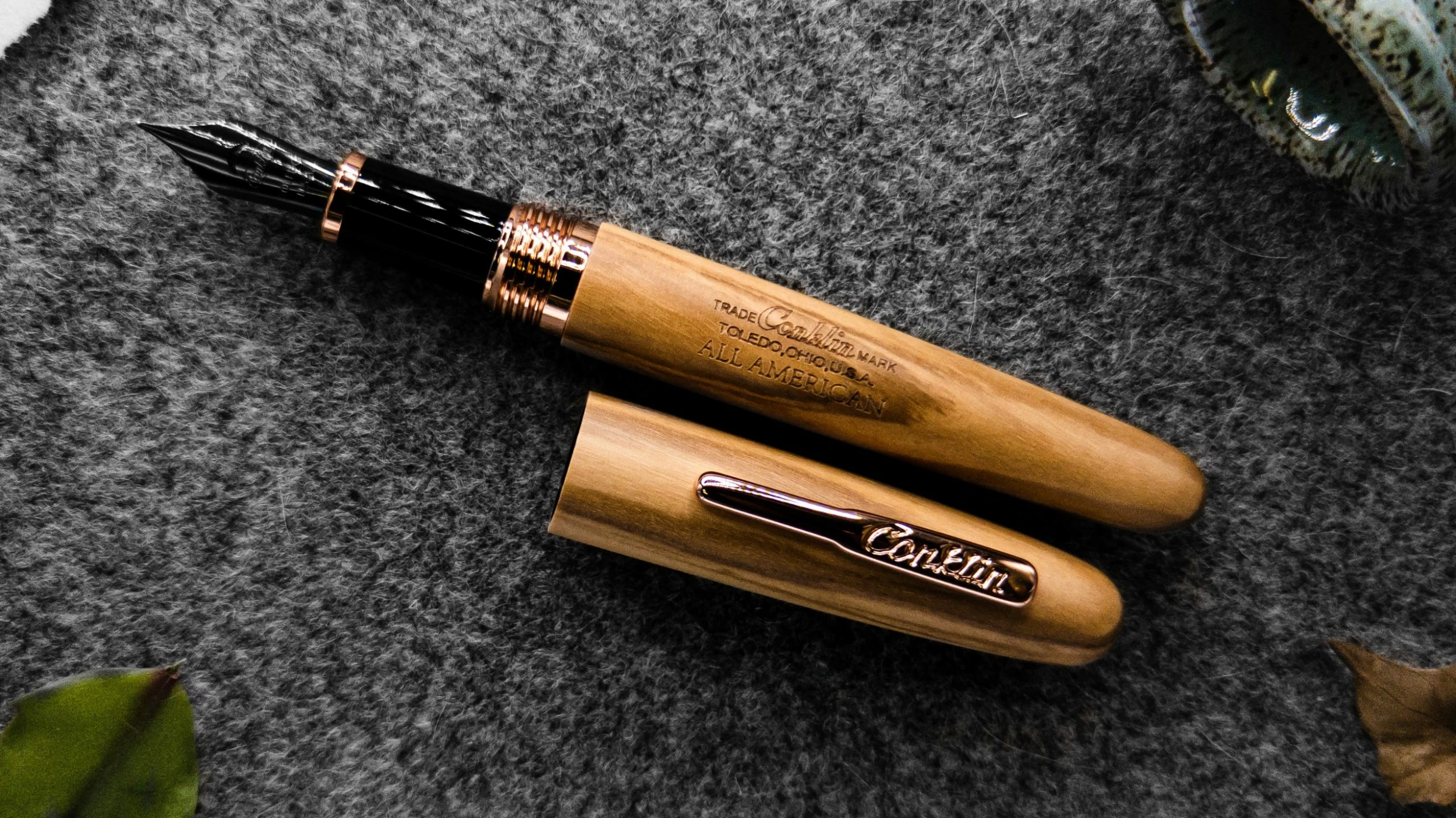 Conklin All American Limited Edition Olive Wood Fountain Pen, Rose Gold Trim 1 Conklin All American Limited Edition Olive Wood Fountain Pen, Rose Gold Trim