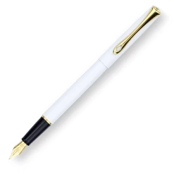 Diplomat Traveller Fountain Pen, Snow White & Gold