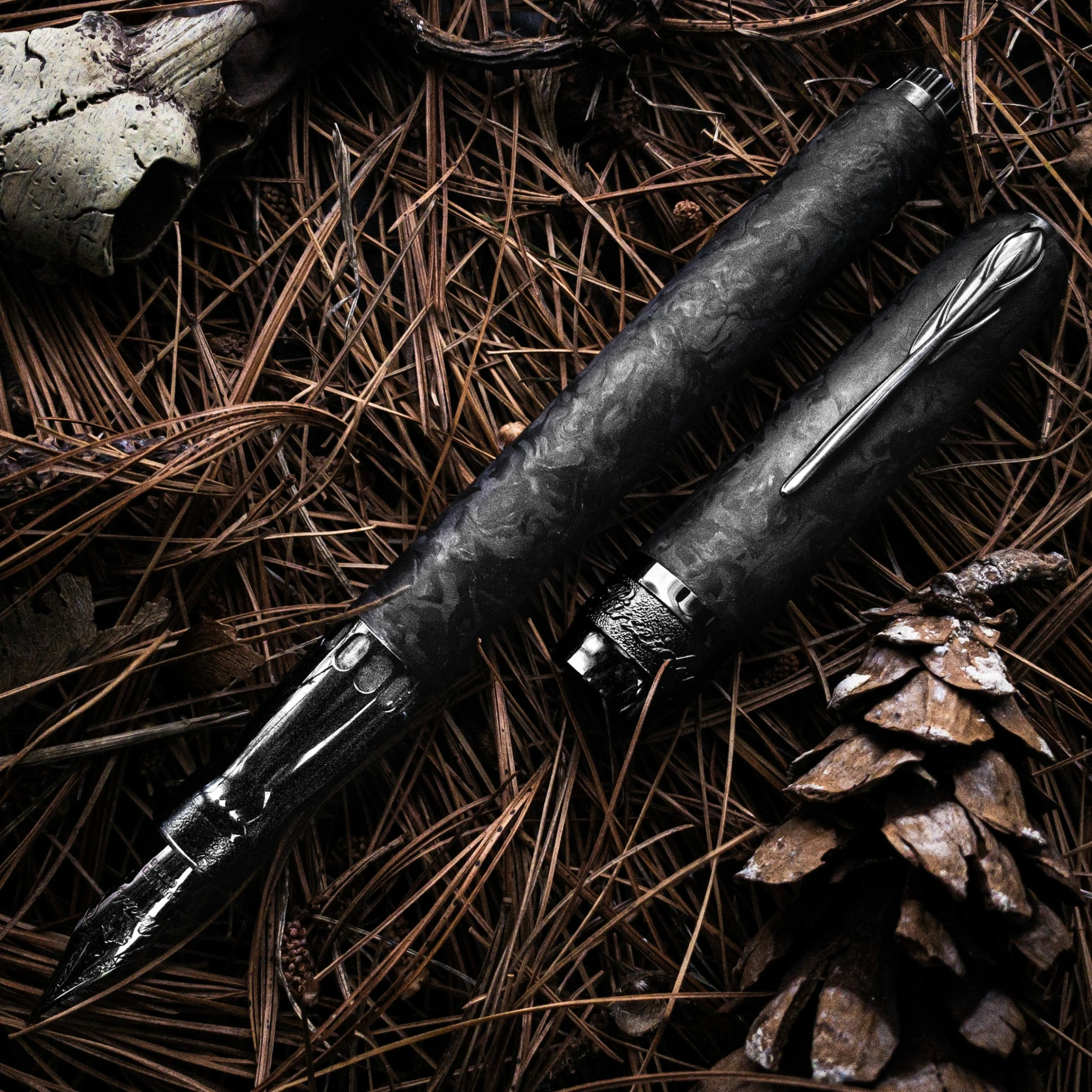 Pineider Limited Edition Forged Carbon Fountain Pen, Black Trim 2 Pineider Limited Edition Forged Carbon Fountain Pen, Black Trim - Image 2