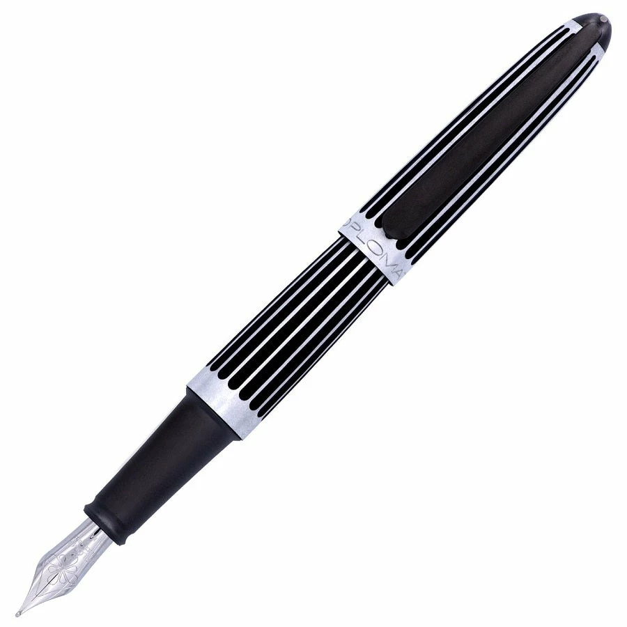 Diplomat Aero Black & Chrome Stripes Fountain Pen 1 Diplomat Aero Black & Chrome Stripes Fountain Pen