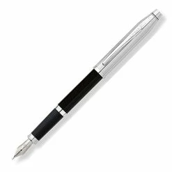Cross® Cross Century II Engraved Tuxedo Chrome & Black Fountain Pen, Medium Nib