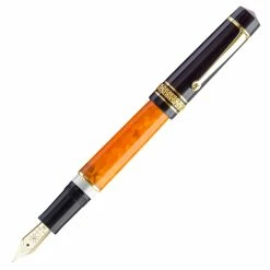 Maiora Mytho K Origine Fountain Pen, Polished Black, Orange & Gold, Medium 14K Nib