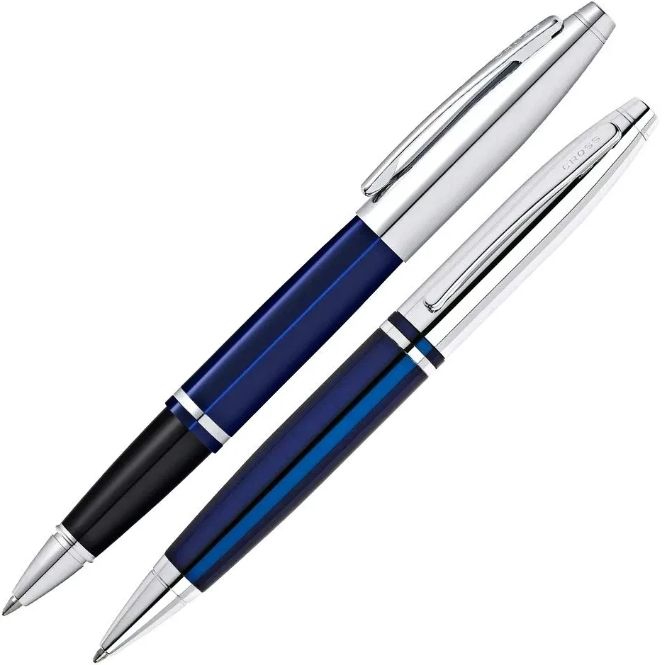 Cross® Cross Calais Rollerball & Ballpoint Pen Set, Blue & Chrome 1 Cross® Cross Calais Rollerball & Ballpoint Pen Set, Blue & Chrome