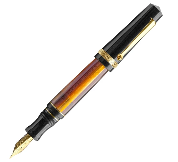 Maiora Aventus Unica Fountain Pen, Black, Orange & Gold 1 Maiora Aventus Unica Fountain Pen, Black, Orange & Gold