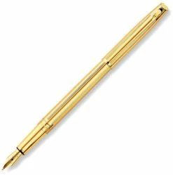 Caran D'Ache Madison Cisele Gold Plated Fountain Pen, Medium 18K Gold Nib
